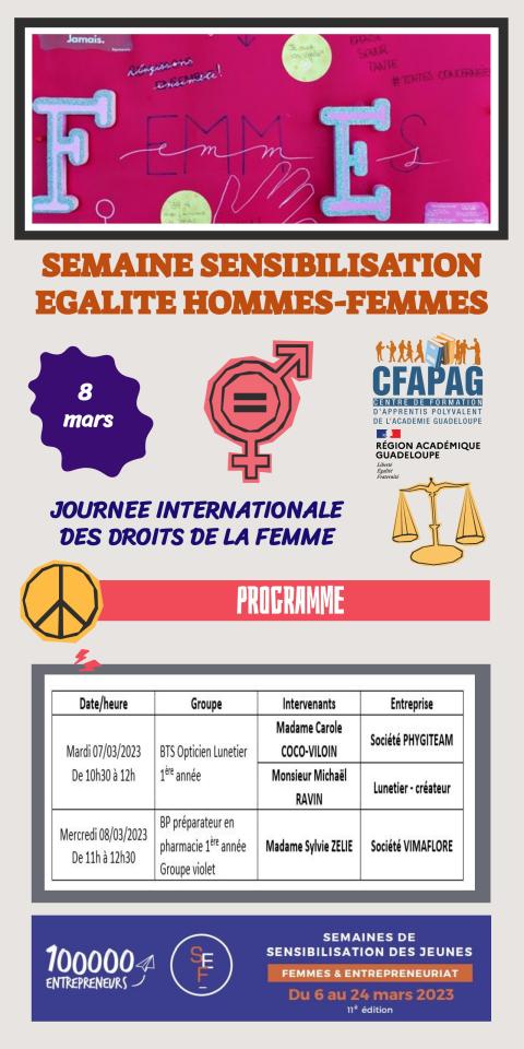 Affiche semaine sensibilisation egalite homme femme