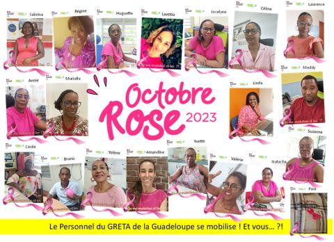 Photo des personnels GRETA habillés en rose