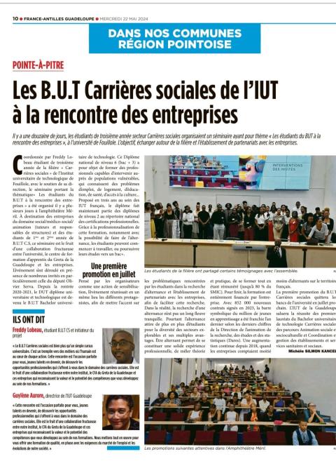 Article de presse B.U.T Carrières Sociales